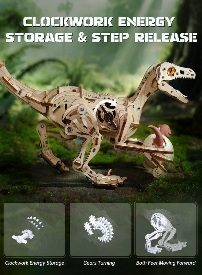 روبوتايم ألغاز خشبية ثلاثية الأبعاد على شكل ديناصورات من روبوتايم، نماذج فيلوسيرابتور متحركة، ألعاب ديناصورات ميكانيكية تعليمية، مجموعة بناء ألغاز ثلاثية الأبعاد كهدية - Image 2